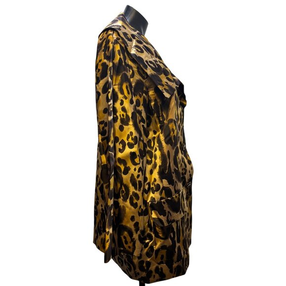 NWT St. John Leopard Print Silk Jacket Brown 10 - Picture 3 of 8